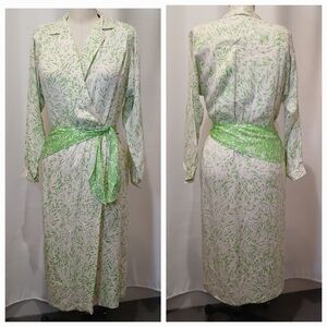 Liz Claiborne Green and White Wrap Dress